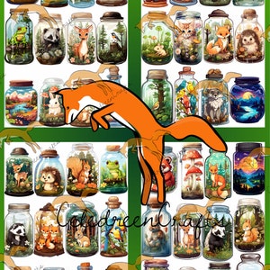 Set of 48 ZAnimaux Jars on 4 pages, to print and cut out image 1