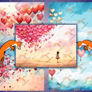 Kit "L'Amour dans les Airs", 5 pages en JPG. Imprimez, bricolez, créez !