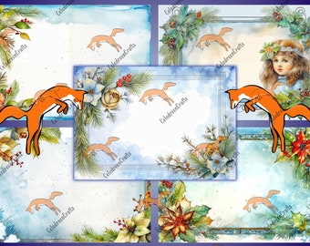 “Blue Winter & Christmas” kit, 5 pages in JPG. Print, craft, create!