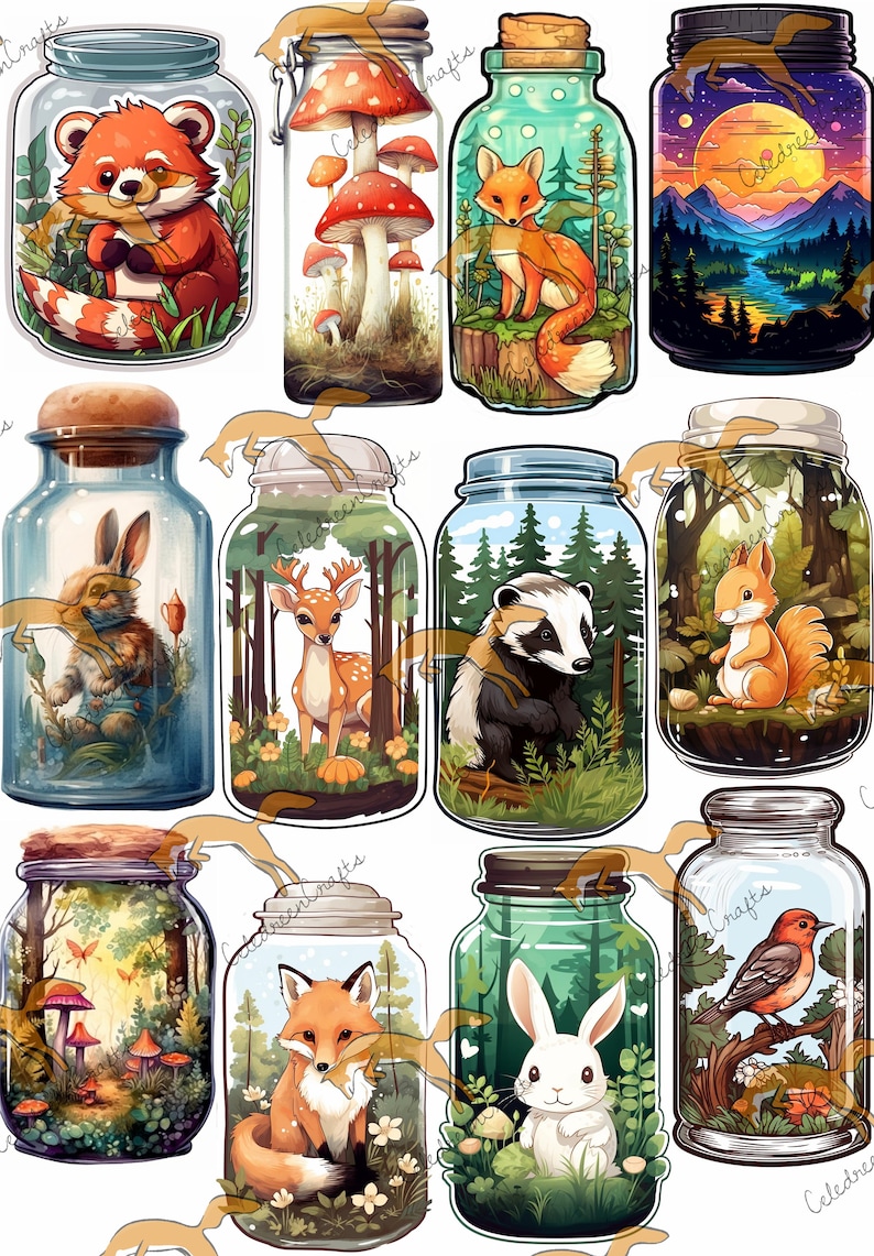 Set of 48 ZAnimaux Jars on 4 pages, to print and cut out image 5