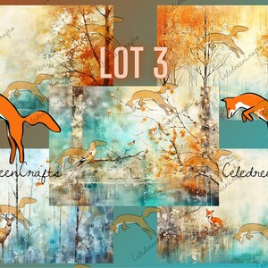 Kit de Papiers "Automne - Hiver" , Lot 3, 5 pages en JPG. Imprimez, bricolez, créez !