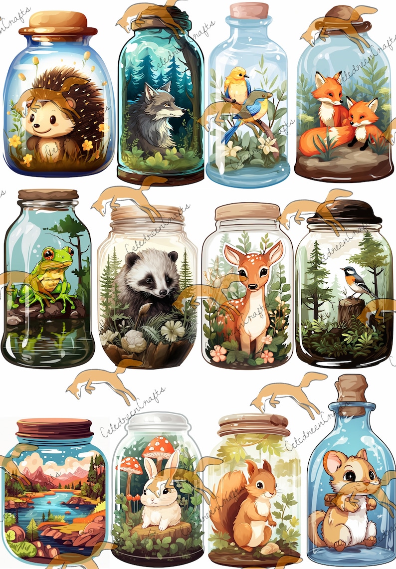 Set of 48 ZAnimaux Jars on 4 pages, to print and cut out image 2