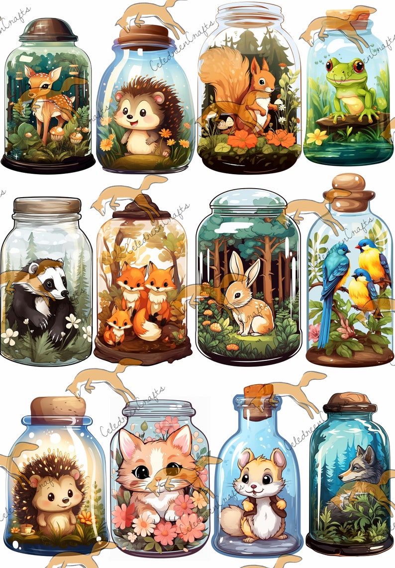 Set of 48 ZAnimaux Jars on 4 pages, to print and cut out image 4