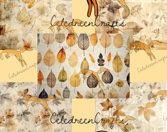 Set of 5 Autumnal Backgrounds, newspaper pages, Series 2, to print and use directly!