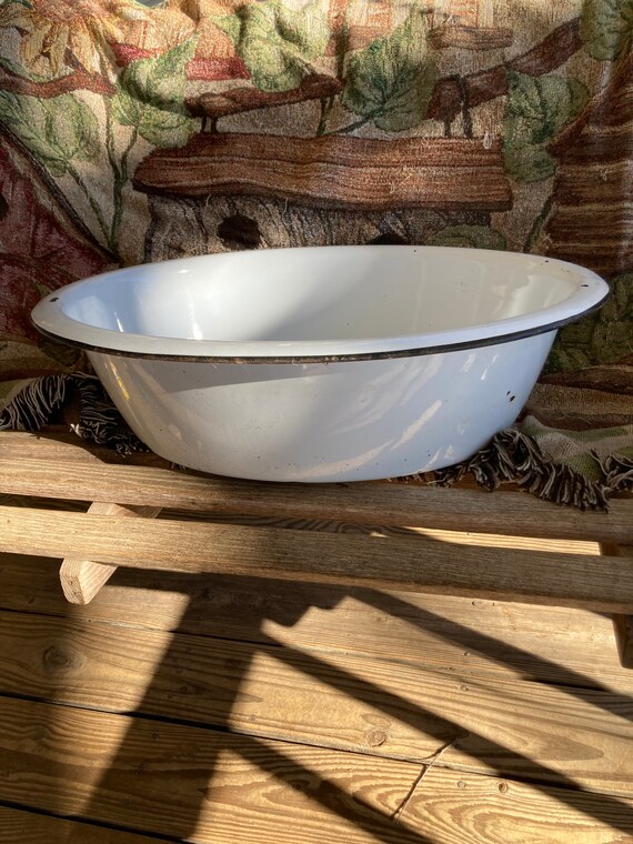 Vintage Enamel Baby Bathtub 1950s Etsy