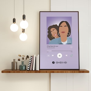 Custom music print with scannable song code and digital illustration