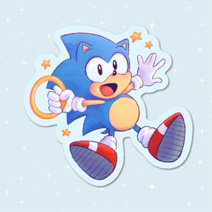 Handmade Glossy Vinyl Sticker - baby blue hedgehog - Waterproof - for water bottles, laptops, and more