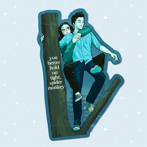 Handmade Holographic Vinyl Sticker - Hold On Tight, Spider Monkey - Waterproof - for water bottles, laptops, and more