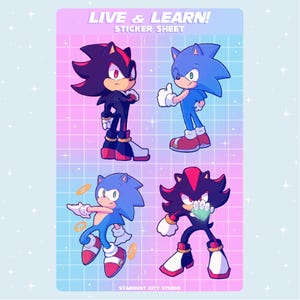 Handmade Holographic Sticker Sheet - Live and Learn - Waterproof - for water bottles, laptops, and more