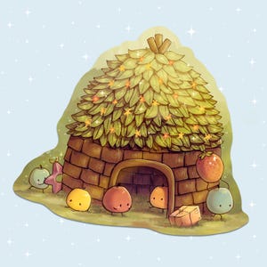 Handmade Glossy Vinyl Sticker - Junimo Hut - Waterproof - for water bottles, laptops, and more