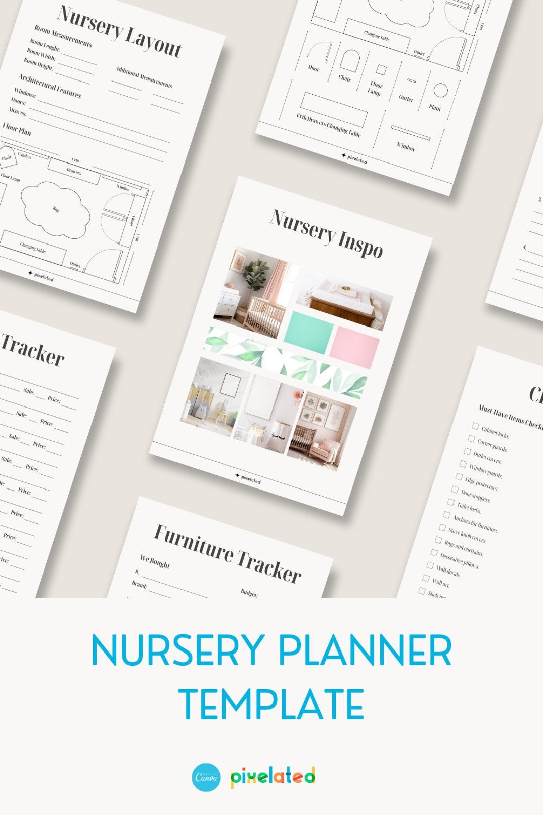 Digital Nursery Planner Template Layout Grid Nursery Etsy