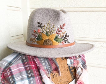 Embroidered Fedora - Etsy
