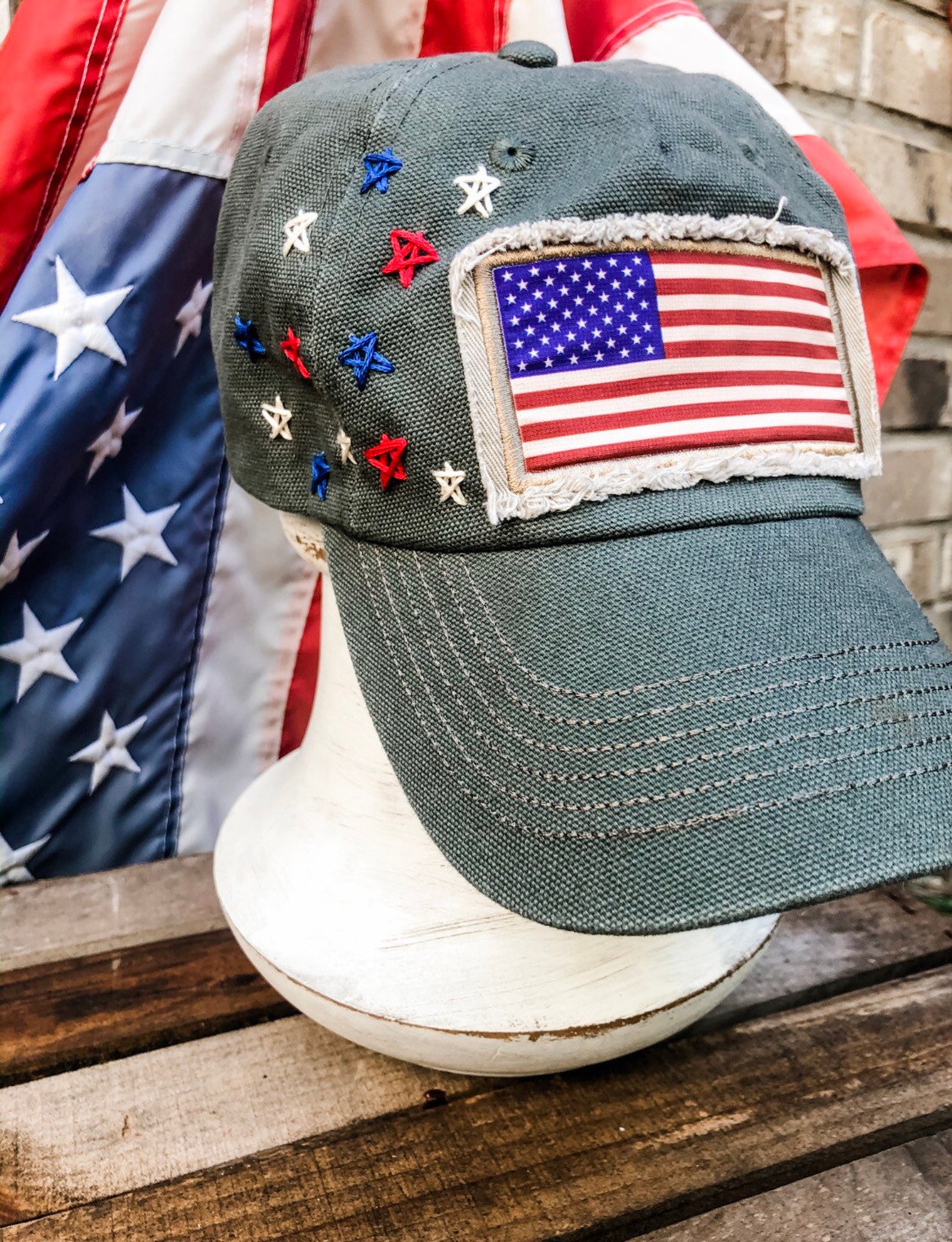 American Flag Cap - 4th of July Hat - Embroidered American Flag Hat ...
