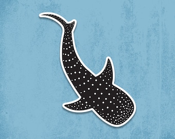 Vinyl Whale Shark Sticker, Dishwasher Safe, Water bottle sticker, sticker art, laptop sticker, sharks, sharkweek