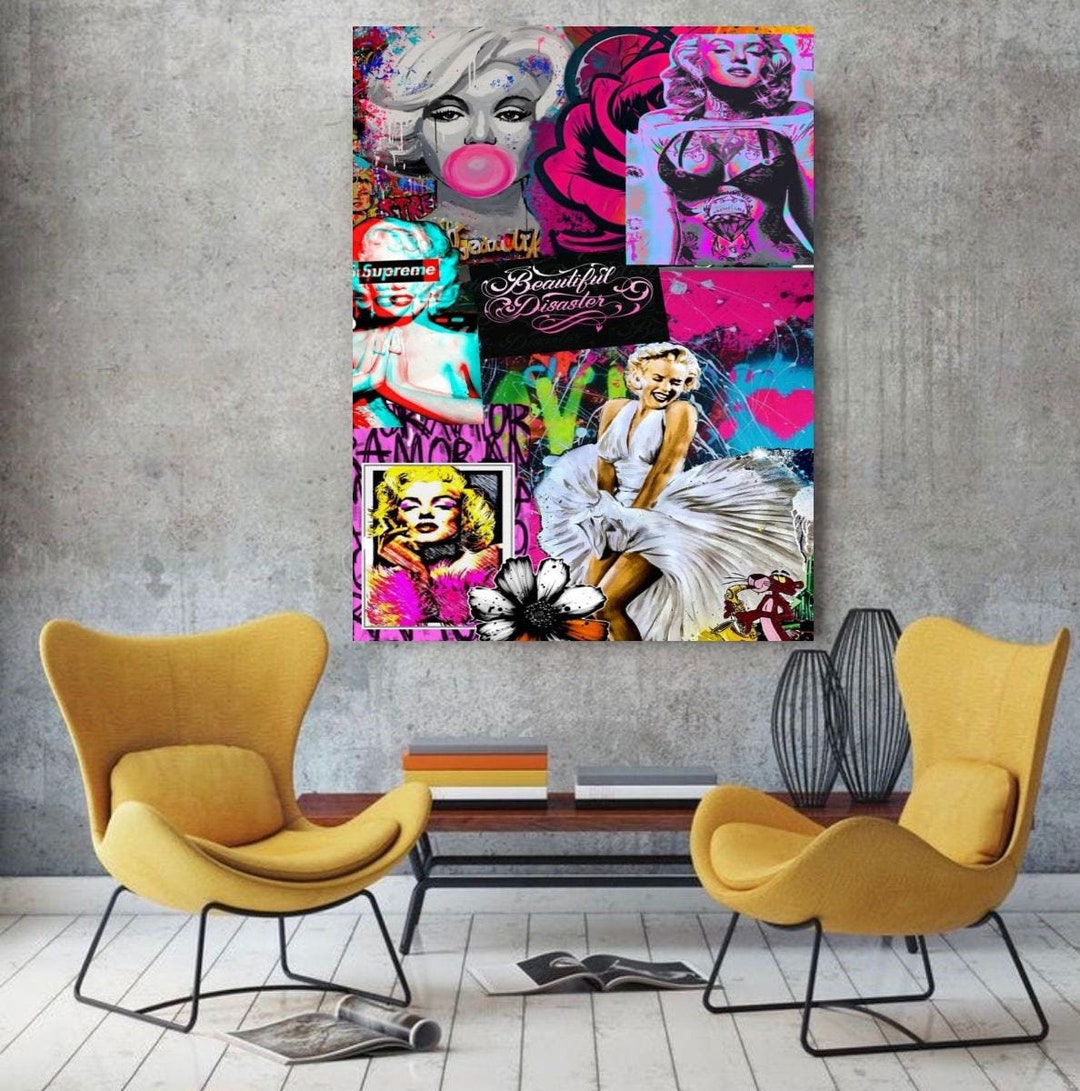 Marilyn Monroe Graffiti Pop Art Vibrant Bubble Gum Street Art Canvas ...