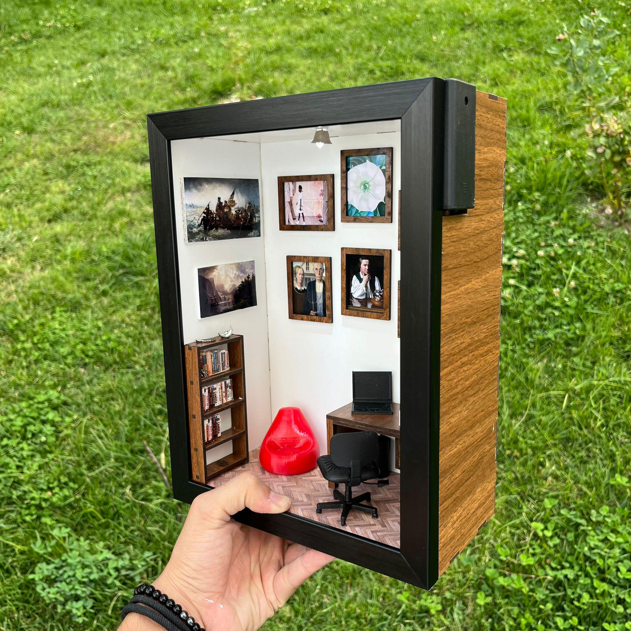 Shadow Box For Miniatures Handmade Miniature Art Diorama: Lighted Shadow Box With American Iconic ...