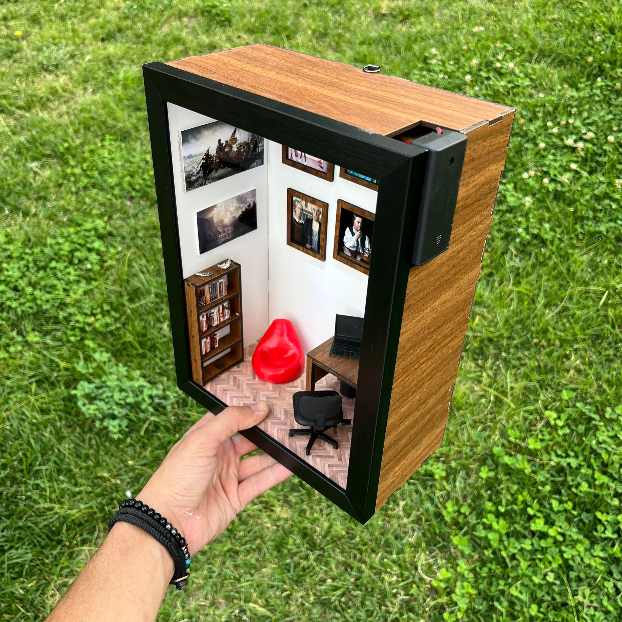 Shadow Box For Miniatures Handmade Miniature Art Diorama: Lighted Shadow Box With American Iconic ...