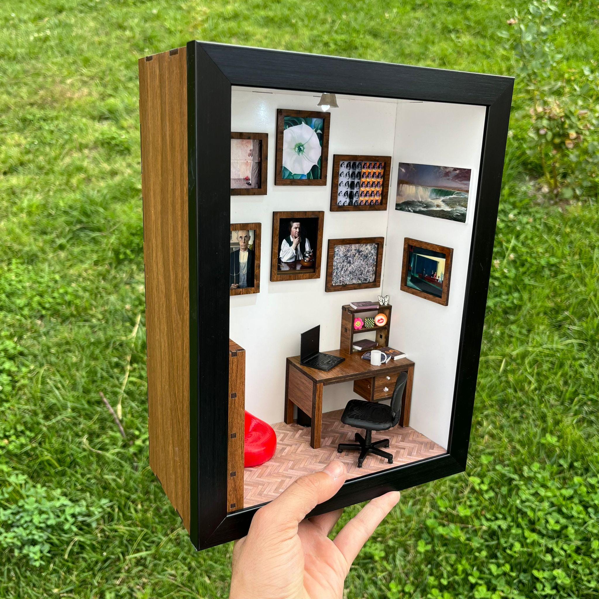 Handmade Miniature Art Diorama: Lighted Shadow Box With American Iconic ...
