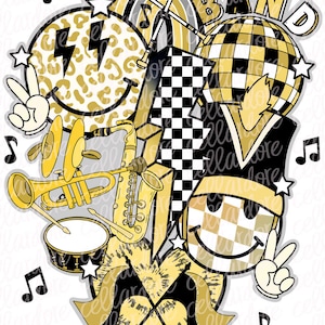 Retro Marching Band Collage - DTF Ready to Press or Sublimation Transfer