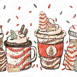 Christmas Tree Cakes Coffee | DTF Ready to Press or Sublimation Transfer