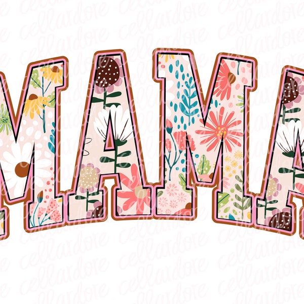 Mama Floral Varsity Letters | DTF Ready to Press or Sublimation Transfer