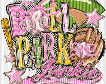 Ball Park Junkie with optional sleeve | DTF Ready to Press or Sublimation Transfer