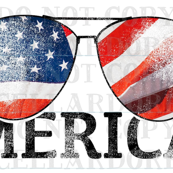 Distressed USA Flag Sunglasses - Merica - DTF Ready to Press or Sublimation Transfer