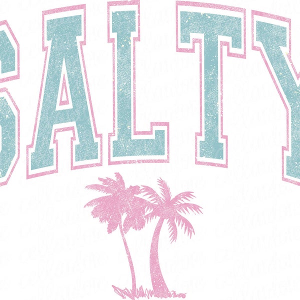 Salty Varsity Letters | Summer DTF Ready to Press or Sublimation Transfer