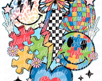 Autism Awareness Collage - DTF Ready to Press or Sublimation Transfer