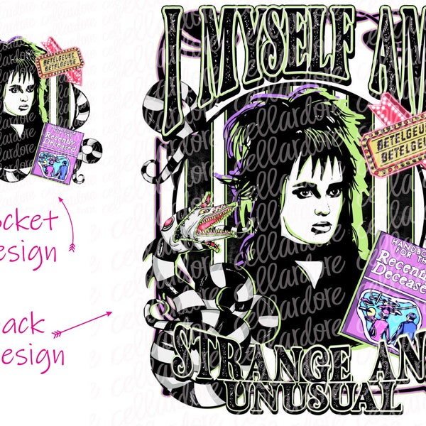 Strange and Unusual - Pocket and Back Print Set - DTF Ready to Press or Sublimation Transfer