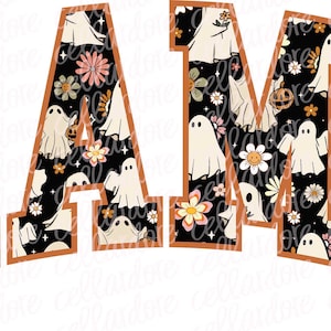 Spooky Mama Halloween Varsity Letters - DTF Ready to Press or Sublimation Transfer
