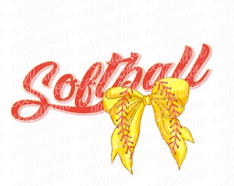 Softball Bow - Ready to Press or Sublimation Transfer