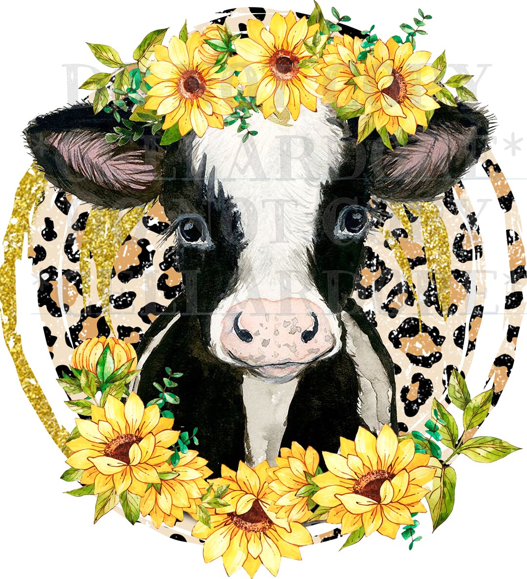 Cute Sunflower Cow DTF Ready to Press or Sublimation Transfer Etsy