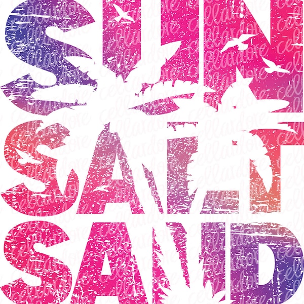 Sun Salt Sand with optional pocket designs | DTF Ready to Press Transfer or Sublimation Transfer