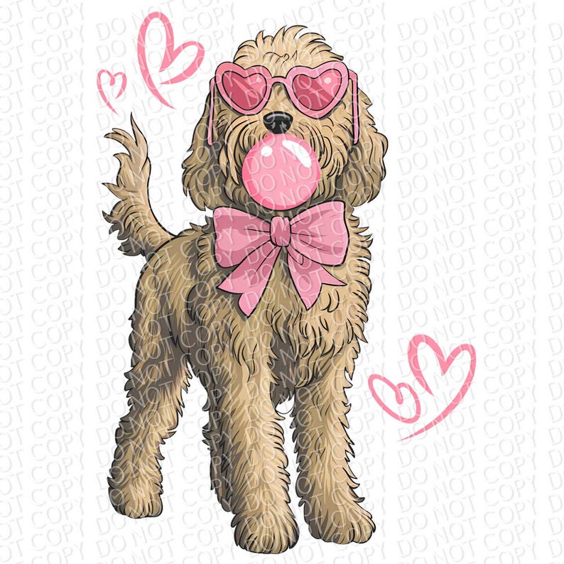 Goldendoodle With Bow | DTF Ready to Press or Sublimation Transfer - Etsy