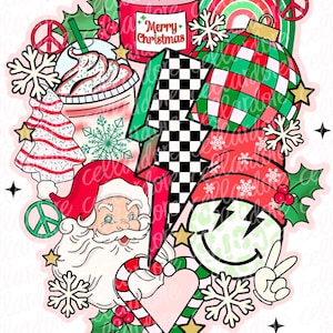 Retro Christmas Collage - DTF Ready to Press or Sublimation Transfer