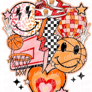Retro Basketball Collage - DTF Ready to Press or Sublimation Transfer
