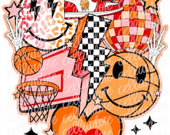 Retro Basketball Collage - DTF Ready to Press or Sublimation Transfer