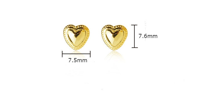 Sterling Silver Dainty Heart Stud Earrings / Vintage studs image 7