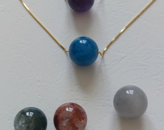 Natural Gemstone Necklace. Amethyst/Apatite/Moss Agate/ Smoky Quartz/Lodolite Quartz . Floating Stone Beads Peadant Necklaces