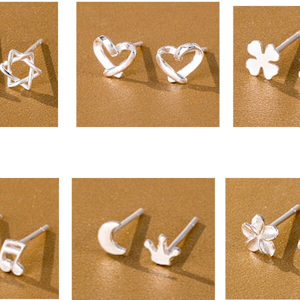 Pure silver minimalist stud earrings/ s999 ear studs for newly pierced ears /everyday earrings for sensitive skin