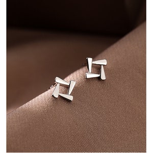 Sterling silver minimalist ear studs, 6mm triangle studs, 6mm square studs