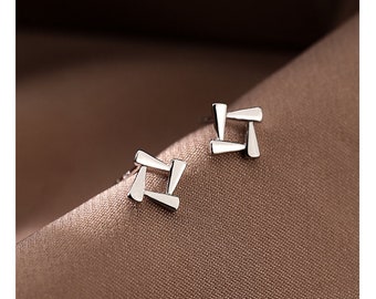 Sterling silver minimalist ear studs, 6mm triangle studs, 6mm square studs