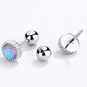 Color dot sleep earrings/ Anti Lost earrings/ Ball Stud Earrings/Screw Back earrings/Sterling silver earrings