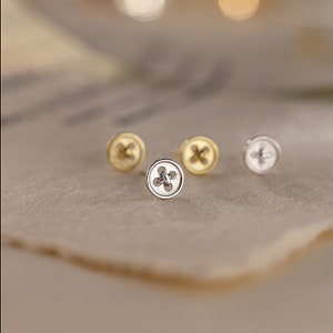 Sterling silver Button Stud Earrings, 6MM Tiny Stud Earrings, Unisex Everyday Jewelry image 1