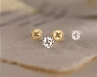 Sterling silver Button Stud Earrings, 6MM Tiny Stud Earrings, Unisex Everyday Jewelry