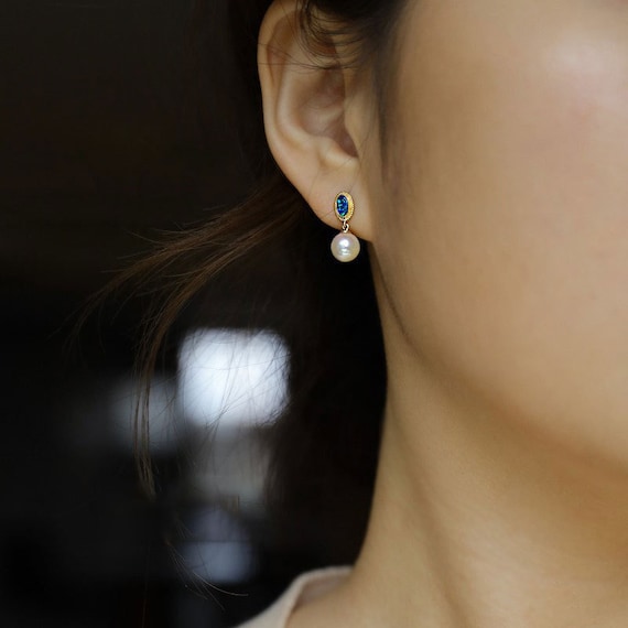 Pearl Drop Stud Earringssterling Silver Dangle Studs Etsy