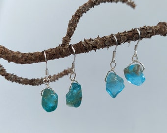 Natural apatite stone drop earrings, gemstone earrings