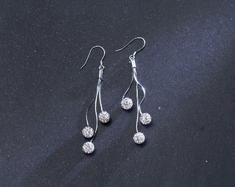 sparkle beads dangle earrings, Sterling silver earrings