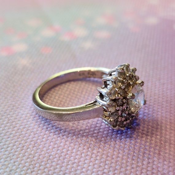 Vintage Sterling Silver and CZ Cocktail Ring, Ann… - image 3